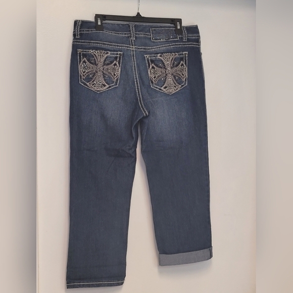 Code Bleu, Designer Jeans, Size 12, Embroidered Back Pockets, Bling - Picture 2 of 10